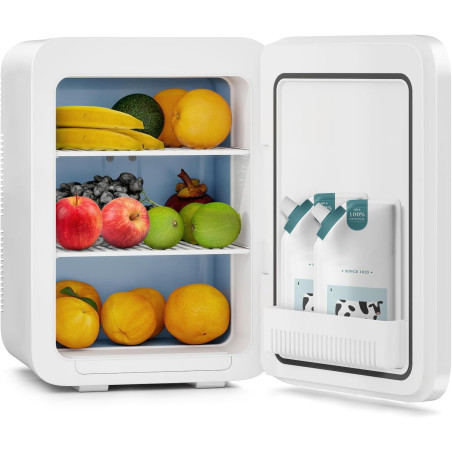 YOURLITE Mini Frigo de Chambre 20L,Mini Réfrigérateur Portable,Fonction Chaud Froid,Silencieux,Étagères Réglables,AC/DC,12V 240V