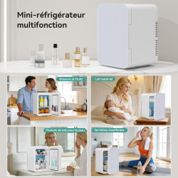 YOURLITE Mini Frigo de Chambre 20L,Mini Réfrigérateur Portable,Fonction Chaud Froid,Silencieux,Étagères Réglables,AC/DC,12V 240V