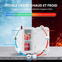 Enventor Mini Frigo 6 litres/8 canettes, alimentation CA + 12V CC, glacière et réchaud, portables petit réfrigérateur pour chamb