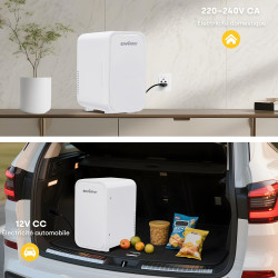 Enventor Mini Frigo 6 litres/8 canettes, alimentation CA + 12V CC, glacière et réchaud, portables petit réfrigérateur pour chamb