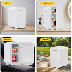 Enventor Mini Frigo 6 litres/8 canettes, alimentation CA + 12V CC, glacière et réchaud, portables petit réfrigérateur pour chamb