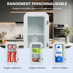 Enventor Mini Frigo 6 litres/8 canettes, alimentation CA + 12V CC, glacière et réchaud, portables petit réfrigérateur pour chamb