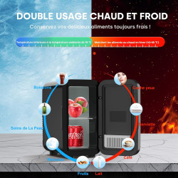 Enventor Mini Frigo 6 litres/8 canettes, alimentation CA + 12V CC, glacière et réchaud, portables petit réfrigérateur pour chamb