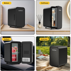 Enventor Mini Frigo 6 litres/8 canettes, alimentation CA + 12V CC, glacière et réchaud, portables petit réfrigérateur pour chamb