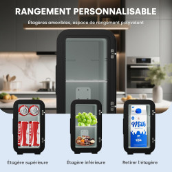 Enventor Mini Frigo 6 litres/8 canettes, alimentation CA + 12V CC, glacière et réchaud, portables petit réfrigérateur pour chamb