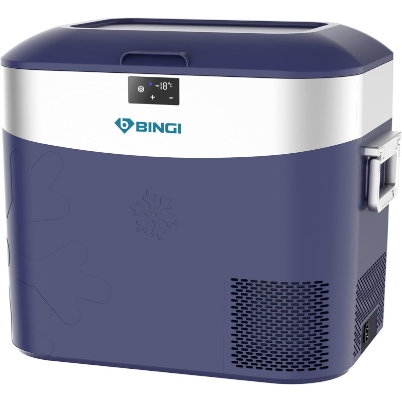 BINGI Glacière Electrique Voiture 22L Silencieuse (≤45dB) Réfrigérateur de Voiture à Compression -18°C à +15°C, 12V/24V/220V, Po