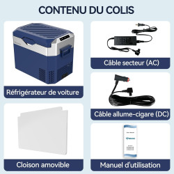 BINGI Glacière Electrique Voiture 30L Silencieuse (≤45dB) Réfrigérateur de Voiture à Compression -18°C à +15°C, 12V/24V/220V, Po