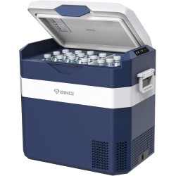 BINGI Glacière Electrique Voiture 38L Silencieuse (≤45dB) Réfrigérateur de Voiture à Compression -18°C à +15°C, 12V/24V/220V, Po