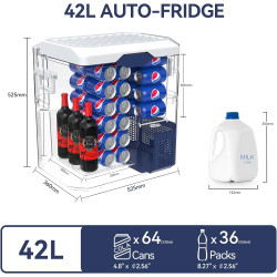 BINGI Glacière Electrique 42L à Compression avec Refroidissement Rapide Jusqu'à -18°C, 12V/24V/220V, Pour Camping-Car, Van, Cami