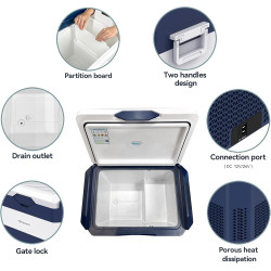 BINGI Glacière Electrique 42L à Compression avec Refroidissement Rapide Jusqu'à -18°C, 12V/24V/220V, Pour Camping-Car, Van, Cami