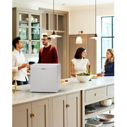 Upstreman Mini Réfrigérateur 46L, Mini Frigo avec Congélateur, Thermostat Réglable, Économie d'Énergie, Silencieux, Porte Révers