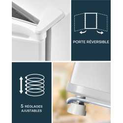Upstreman Mini Réfrigérateur 46L, Mini Frigo avec Congélateur, Thermostat Réglable, Économie d'Énergie, Silencieux, Porte Révers