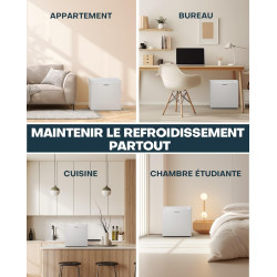 Upstreman Mini Réfrigérateur 46L, Mini Frigo avec Congélateur, Thermostat Réglable, Économie d'Énergie, Silencieux, Porte Révers