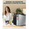 Upstreman Mini Réfrigérateur 46L, Mini Frigo avec Congélateur, Thermostat Réglable, Économie d'Énergie, Silencieux, Porte Révers