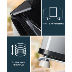 Upstreman Mini Réfrigérateur 46L, Mini Frigo avec Congélateur, Thermostat Réglable, Économie d'Énergie, Silencieux, Porte Révers