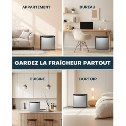 Upstreman Mini Réfrigérateur 46L, Mini Frigo avec Congélateur, Thermostat Réglable, Économie d'Énergie, Silencieux, Porte Révers