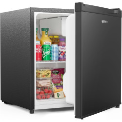Upstreman Mini Réfrigérateur 46L, Mini Frigo avec Congélateur, Thermostat Réglable, Économie d'Énergie, Silencieux, Porte Révers