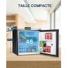Upstreman Mini Réfrigérateur 46L, Mini Frigo avec Congélateur, Thermostat Réglable, Économie d'Énergie, Silencieux, Porte Révers