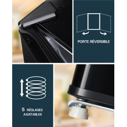 Upstreman Mini Réfrigérateur 46L, Mini Frigo avec Congélateur, Thermostat Réglable, Économie d'Énergie, Silencieux, Porte Révers