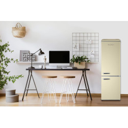 GEDTECH Refrigerateur combiné vintage GCBV310CR - Congélateur bas - Crème - Capacité 310 L - Faible conso