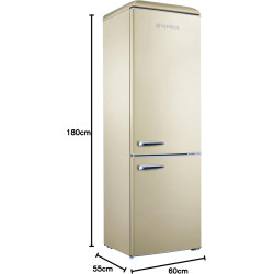 GEDTECH Refrigerateur combiné vintage GCBV310CR - Congélateur bas - Crème - Capacité 310 L - Faible conso