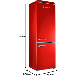 GEDTECH Refrigerateur combiné vintage GCBV310RD - Congélateur bas - Rouge - Capacité 310 L - Faible conso