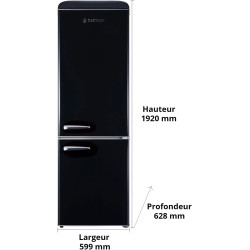 GEDTECH Refrigerateur combiné vintage GCBV310BL - Couleur Noir - Capacité 310 L - Classe E