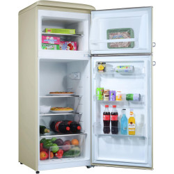 GEDTECH Refrigerateur double-porte vintage GDPV215CR - Couleur crème - Capacité 215L - Classe E