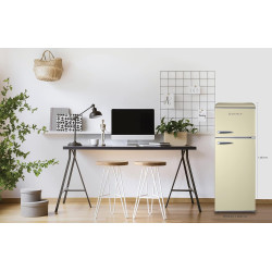 GEDTECH Refrigerateur double-porte vintage GDPV215CR - Couleur crème - Capacité 215L - Classe E