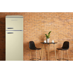 GEDTECH Refrigerateur double-porte vintage GDPV215CR - Couleur crème - Capacité 215L - Classe E