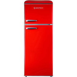 GEDTECH Refrigerateur double-porte vintage GDPV215RD - Congélateur haut - Rouge - Capacité 215L - Faible conso