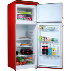 GEDTECH Refrigerateur double-porte vintage GDPV215RD - Congélateur haut - Rouge - Capacité 215L - Faible conso