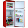 GEDTECH Refrigerateur double-porte vintage GDPV215RD - Congélateur haut - Rouge - Capacité 215L - Faible conso