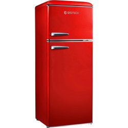 GEDTECH Refrigerateur double-porte vintage GDPV215RD - Congélateur haut - Rouge - Capacité 215L - Faible conso