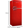 GEDTECH Refrigerateur double-porte vintage GDPV215RD - Congélateur haut - Rouge - Capacité 215L - Faible conso