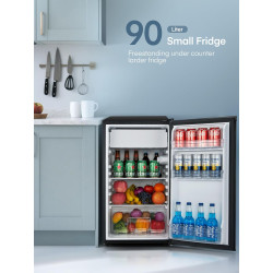 FOHERE Petit Frigo avec Congélateur de 91L, Réfrigérateur à une porte, Bac à Légumes, Thermostat Réglable, Silencieux, Petit Fri