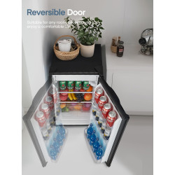FOHERE Petit Frigo avec Congélateur de 91L, Réfrigérateur à une porte, Bac à Légumes, Thermostat Réglable, Silencieux, Petit Fri