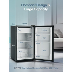 FOHERE Petit Frigo avec Congélateur de 91L, Réfrigérateur à une porte, Bac à Légumes, Thermostat Réglable, Silencieux, Petit Fri