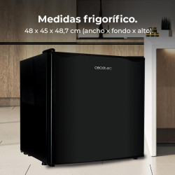 Cecotec mini frigo grandcooler 20000 l silentcompress noir e. réfrigérateur compact capacité de 46l, porte personnalisable, fini