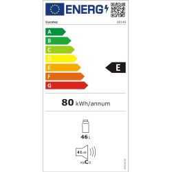 Cecotec Mini Frigo GrandCooler 20000 SilentCompress blanc E. Capacité 46 L, Fonctionnement 12-220 V, Compatible avec les voiture
