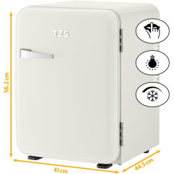 TZS First Austria - Mini Réfrigérateur Rétro 40L silencieux - Petit Minifrigo design vintage avec lumière intérieure et 2 compar