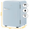 TZS First Austria - Mini Réfrigérateur Rétro 40L silencieux - Petit Minifrigo design vintage avec lumière intérieure et 2 compar