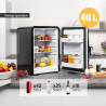 TZS First Austria - Mini Réfrigérateur Rétro 40L silencieux - Petit Minifrigo design vintage avec lumière intérieure et 2 compar