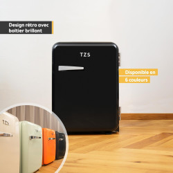 TZS First Austria - Mini Réfrigérateur Rétro 40L silencieux - Petit Minifrigo design vintage avec lumière intérieure et 2 compar