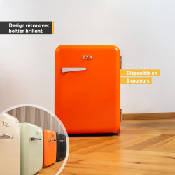 TZS First Austria - Mini Réfrigérateur Rétro 40L silencieux - Petit Minifrigo design vintage avec lumière intérieure et 2 compar