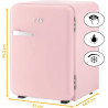 TZS First Austria Mini Réfrigérateur Rétro 40L - Silencieux 22dB - Sans Compresseur pour Chambre & Bureau - Rose - Frigo d'appoi