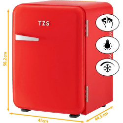 TZS First Austria - Mini Réfrigérateur Rétro 40L silencieux - Petit Minifrigo design vintage avec lumière intérieure et 2 compar