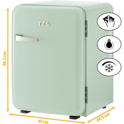 TZS First Austria - Mini Réfrigérateur Rétro 40L silencieux - Petit Minifrigo design vintage avec lumière intérieure et 2 compar