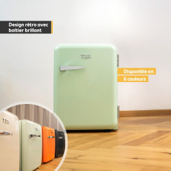 TZS First Austria - Mini Réfrigérateur Rétro 40L silencieux - Petit Minifrigo design vintage avec lumière intérieure et 2 compar