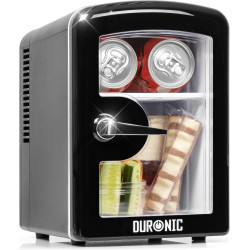 Duronic MFW4 BK Mini réfrigérateur 42W 4 litres Jusqu’à 6 cannettes Congélateur pour snacks boisson lait maternel cosmétique méd